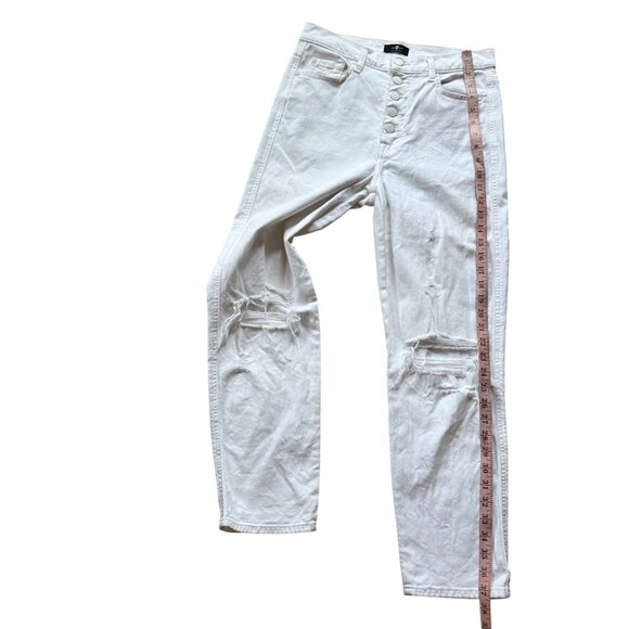 7 for All Mankind Denim High Waist Cropped Straight Leg Jeans Women's 28 White - Picture 14 of 15